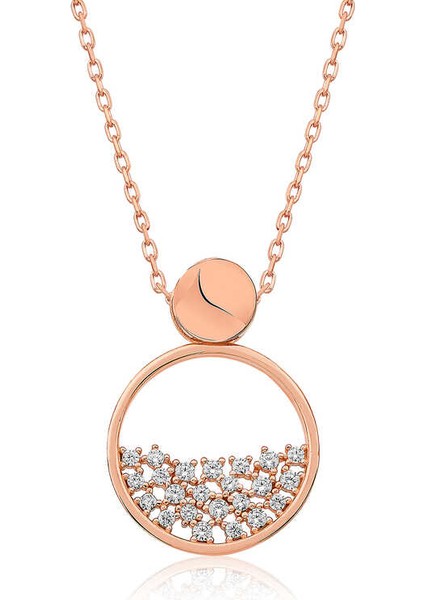 925 Ayar Gümüş Rose Çiğ Damlası Kadın Gümüş Kolye T4891 (972972)