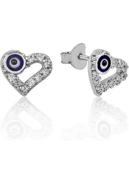 925 Ayar Gümüş Kalpli Nazar Çivili Küpe EA1160086 (972972) fiyatları