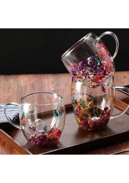 Çift Çidarlı Çiçekli Bardak