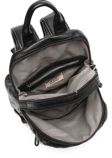 Barcelona Minik Boy Günlük Çok Cepli Kadın Sırt Çantası – Birinci Kalite Poliüretan Deri Siyah fırsatları