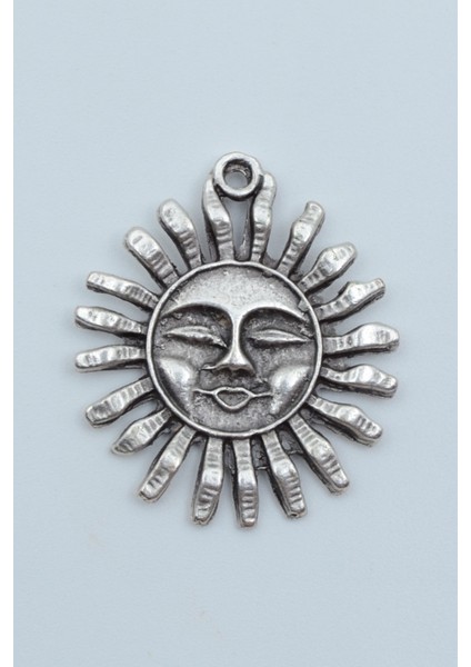 Gülen Surat Güneş Gümüş Kaplama Kolye Ucu