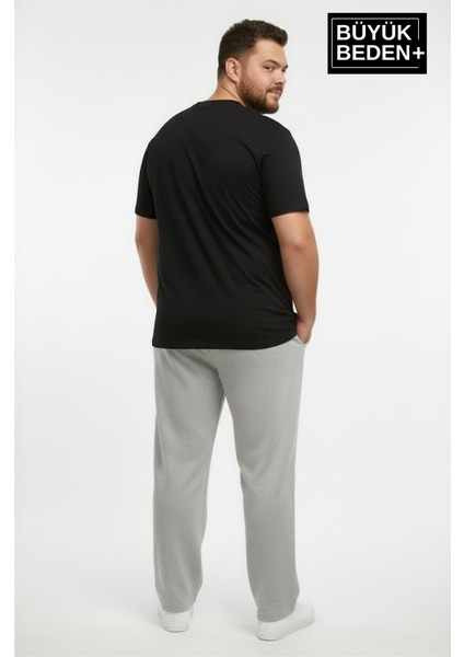 Erkek Büyük Beden New York Baskılı Rahat Kesim Lastikli Bel Paça Reçme Eşofman Altı SPR26EA952-5 modelleri