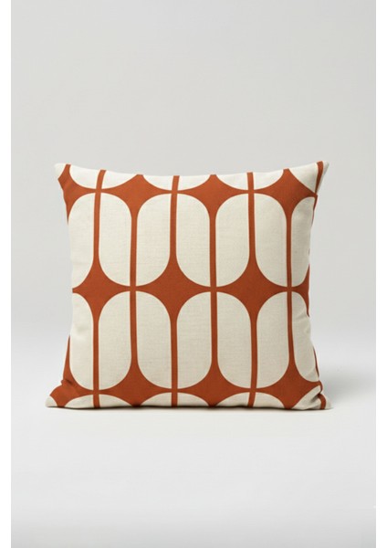 Modern – Bordo Beyaz Bauhaus Desenli Kırlent Kılıfı 45X45 cm