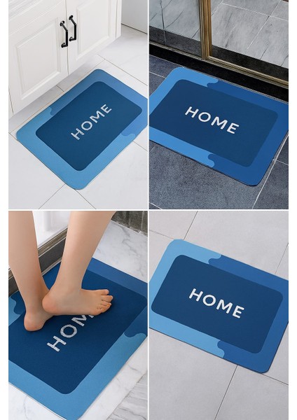 Kaymaz Tabanlı Süper Emici Paspas 50X70 cm Mavi