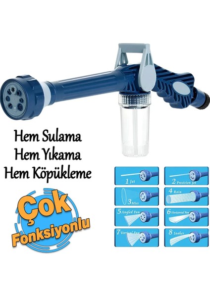 Otomobil Yıkama Sulama Fonksiyonlu Su Püskürtme Tabancası Deterjanlı Akıllı Tayzikli Basınçlı Bahçe