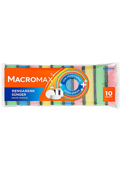 Macromax Sünger Rengarenk 10 Lu (3 Adet)