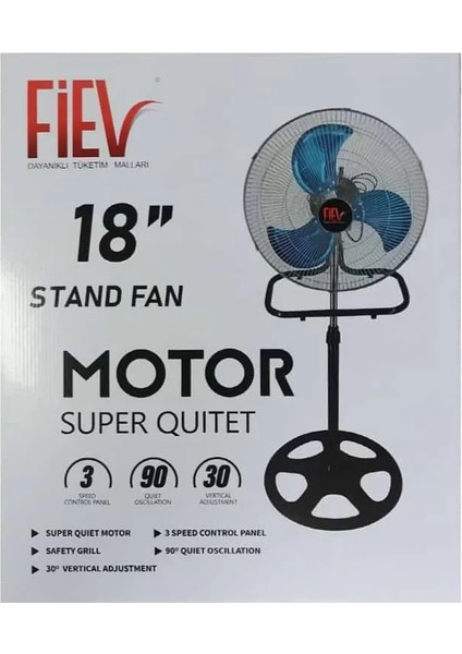 Fiev 18 Inç 3in1 Ayaklı Vantilatör 130 Watt Bakır Sargı fiyatları