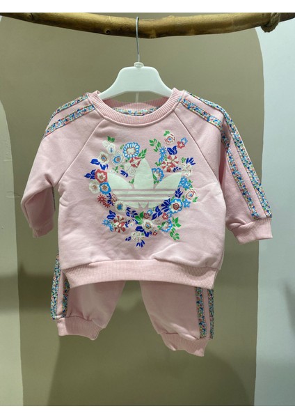 Çiçek Baskılı Pembe Bebek & Çocuk Takımı – Sweatshirt & Jogger Alt, 6–36 Ay fiyatları