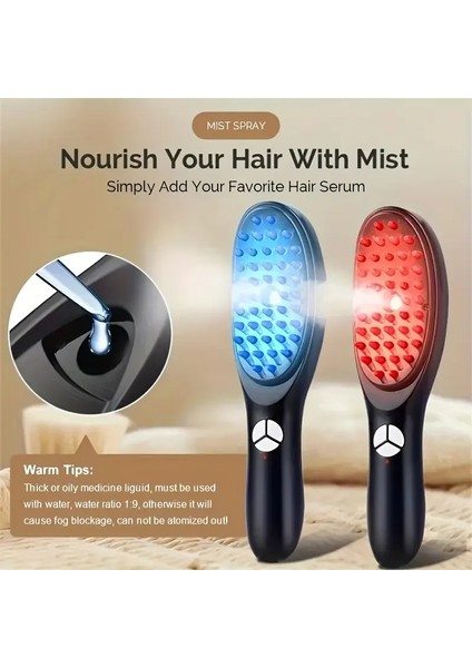 ​​buharlı Titreşimli ve Kırmızı Mavi Işık Terapili Kafa ve Saç Bakım Tarağı (5148) modelleri