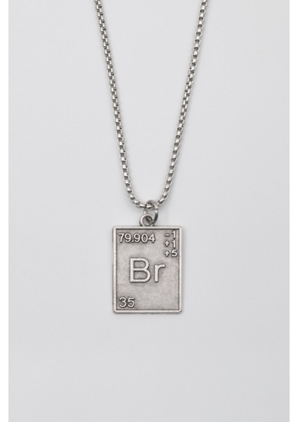 Breaking Bad Br Element Kolye - Örme İthal Zincirli Unisex Gümüş Kaplama - 60 cm
