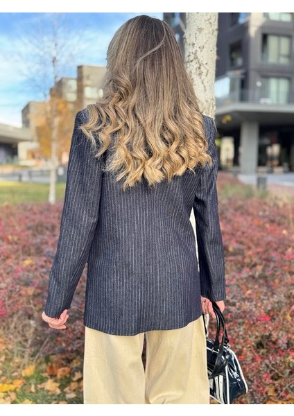 Çizgili Denim Blazer Ceket fırsatları