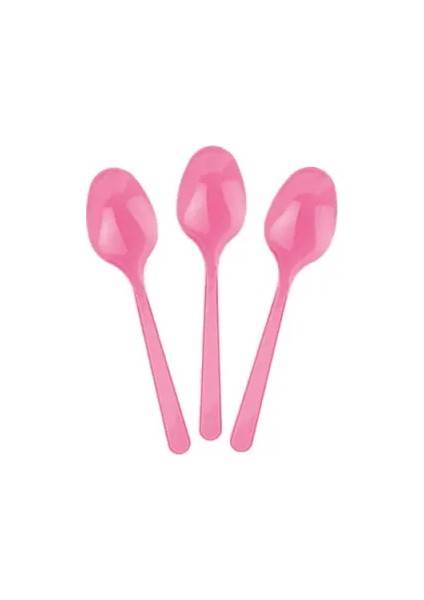 25 Adet Plastik Kaşık Pembe