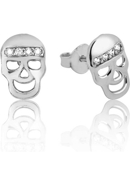 925 Ayar Gümüş Kuru Kafa Çivili Küpe EA1160098 (972972)