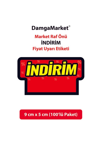 Market Raf Önü Indirim Karton Etiketi, 9 cm x 5 Cm, Rafa Takılabilir, 100 Adet modelleri
