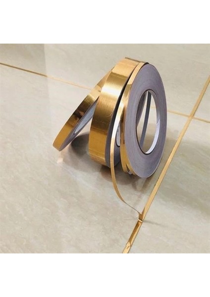 50 Metre Fayans Arası Şerit Dekoratif Yapışkan Renkli Dekor Su Geçirmez Sızdırmaz Altın Bant ( Lisinya )