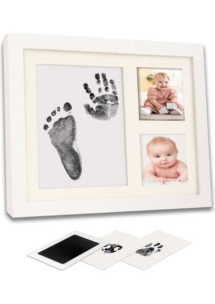 Bebek El Ayak Izi Seti, Temassız Mürekkep Baskı Kiti Jumbo Boy ve Yenidoğan Hediye Anı Çerçevesi