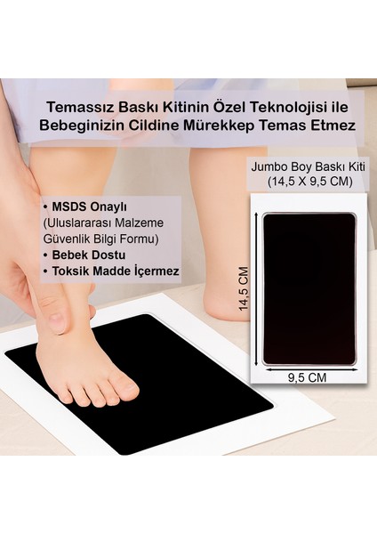 Bebek El Ayak Izi Seti, Temassız Mürekkep Baskı Kiti Jumbo Boy ve Yenidoğan Hediye Anı Çerçevesi modelleri