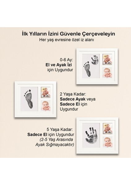 Bebek El Ayak Izi Seti, Temassız Mürekkep Baskı Kiti Jumbo Boy ve Yenidoğan Hediye Anı Çerçevesi fırsatları