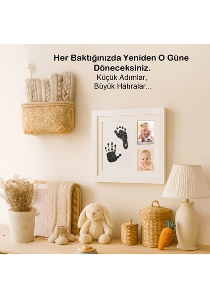 Bebek El Ayak Izi Seti, Temassız Mürekkep Baskı Kiti Jumbo Boy ve Yenidoğan Hediye Anı Çerçevesi indirimleri