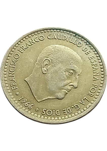 1966 Ispanya 1 Pesata Yabancı Koleksiyon Madeni Para. fiyatları