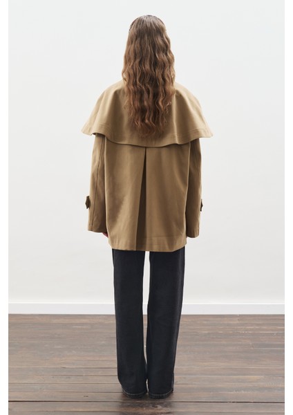 Pelerin Detaylı Parka Ceket Kamel indirimleri