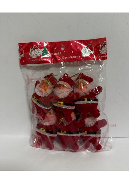 Yılbaşı Süsleri Noel Baba 6 Lı Buyuk 6 cm Kırmızı
