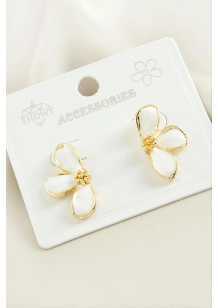 Ieg Çiçek Mineli Metal Küpe