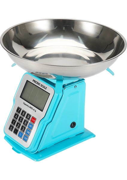 30KG 1g Dijital Kefeli Terazi Pilli ve Adaptörlü Elektronik Tartı, Paslanmaz Çelik Tepsili Tutar Hesaplama Mavi ( Lisinya ) modelleri