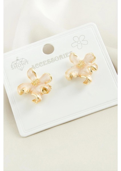 Ieg Çiçek Mineli Metal Küpe