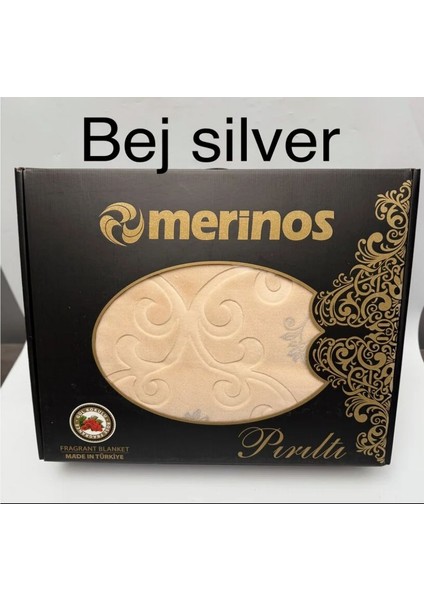 Pırıltı Embos Çift Kişilik Battaniye -Silver Bej
