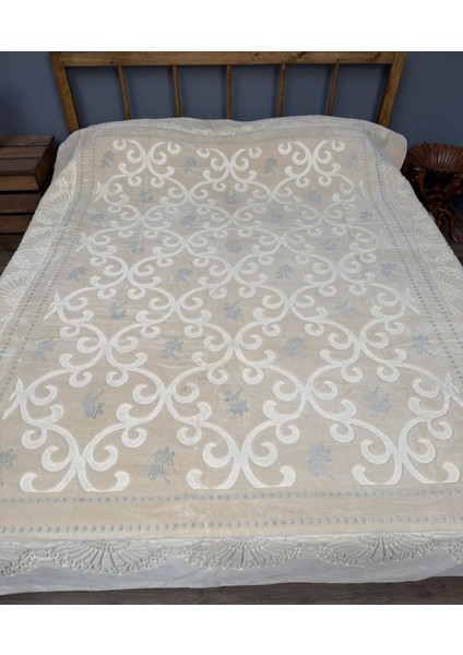 Pırıltı Embos Çift Kişilik Battaniye -Silver Bej fırsatları