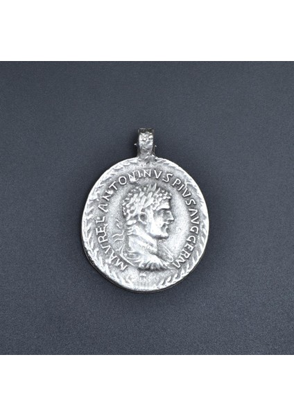 Roma Parası Sikke Gümüş Kaplama Kolye Ucu