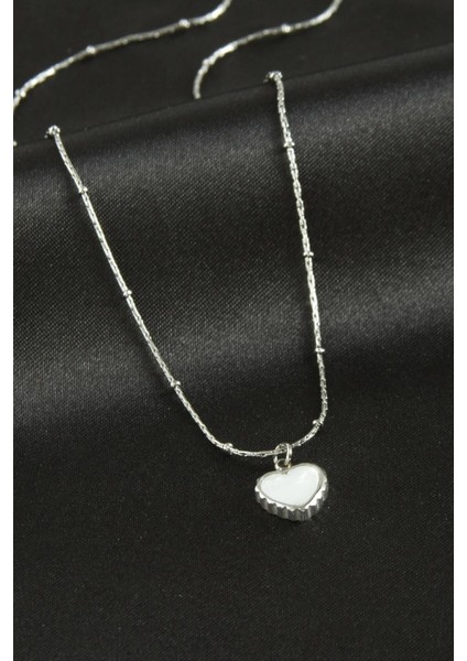 Kalp Sedef Lüks Çelik Kolye