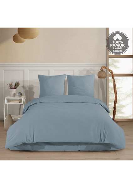 Plain %100 Pamuk Flanel Battal Boy Lastikli Çarşaflı Nevresim Takımı