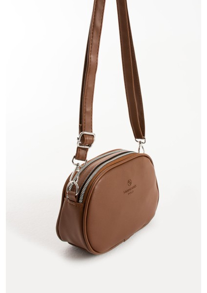 Kadın Suni Deri Yumuşak Doku Ayarlanabilir Çapraz Askılı Şık Görünümlü 2 Gözlü Omuz Çantası indirimleri