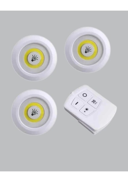 Uzaktan Kumanda Ile Kontrol Edilebilen Yapışkanlı 3 Lü Kablosuz LED Spot Lamba fırsatları