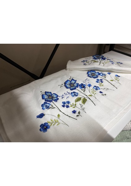 Çiçek Kabartmalı 1 Adet Büyük 1 Adet Küçük El Yüz Havlusu fiyatları