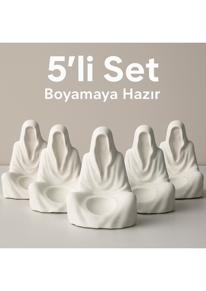 5’li Meditasyon Figürü Boyanabilir Alçı Obje – Gölgelik & Tütsülük Tasarımı | Hobi ve Dekor