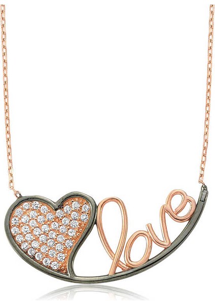 925 Ayar Gümüş Kalpli Love Kadın Gümüş Kolye PT2610039 (972972)