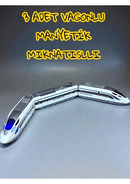 Uzaktan Kumandalı Müzikli LED Işıklı Manyetik Mıknatıslı Birleşim Yerleri 49 Parça 264 cm Tren Seti