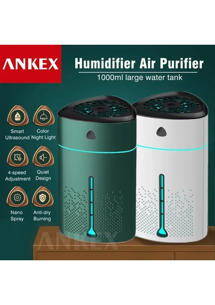 Hava Nemlendirici Işıklı Buhar Makinesi ve Aroma Difüzörü 1000 ml Ultrasonik modelleri