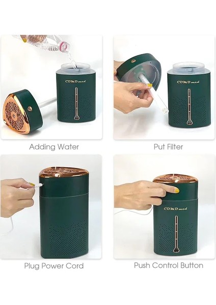 Hava Nemlendirici Işıklı Buhar Makinesi ve Aroma Difüzörü 1000 ml Ultrasonik indirimleri