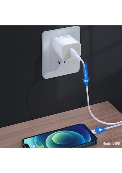 CPT83 C69D 20W + 1M 18W DC15 Type-C to Type-C Kablolu PD Şarj Cihazı modelleri