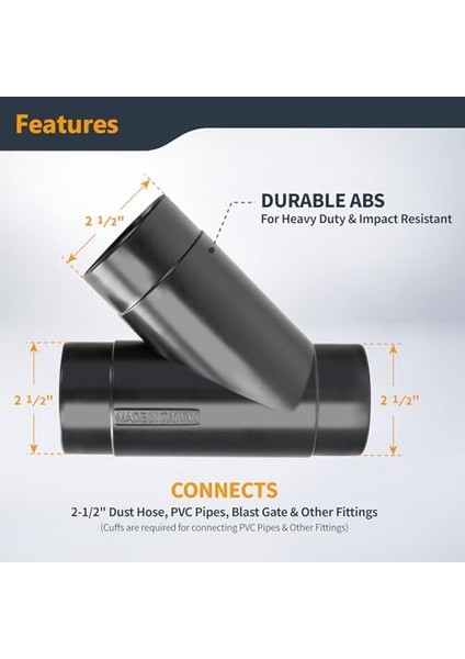 70179 2-1/2 Inç Y-Fitting Toz Toplama Hortumu Bağlantısı modelleri