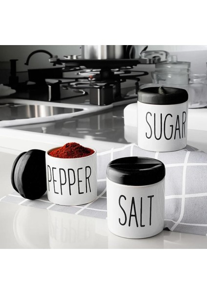 3 Lü Beyaz Porselen Baharatlık Baharat Takımı Seti