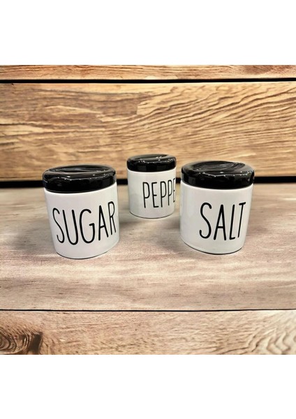 3 Lü Beyaz Porselen Baharatlık Baharat Takımı Seti