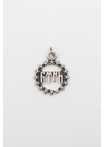 Göktürkçe Türk Yazılı ve Yıldızlı Kolye Ucu - Antik Gümüş Kaplama