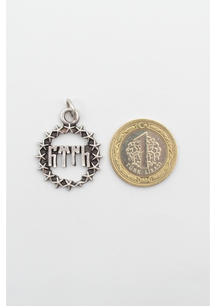 Göktürkçe Türk Yazılı ve Yıldızlı Kolye Ucu - Antik Gümüş Kaplama fiyatları