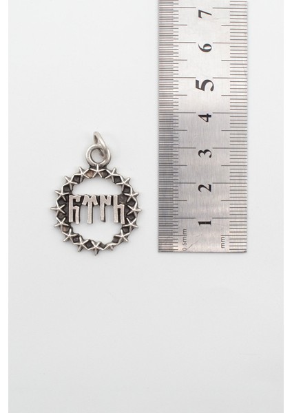 Göktürkçe Türk Yazılı ve Yıldızlı Kolye Ucu - Antik Gümüş Kaplama modelleri