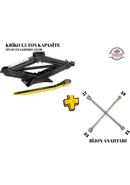 Ford Courier 2014-2015-2016-2017-2018-2019-2020-2021-2022 Araba Kaldırma Krikosu 1.5ton, Makas Cırcır Otomatik Kırmızı/siyah ve 4 Uclu Bijon Anahtarı 17 19 21 22MM